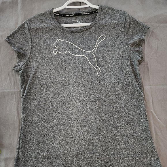 PUMA Ladies SZ Large Workout Shirt Heather Gray - Picture 1 of 6